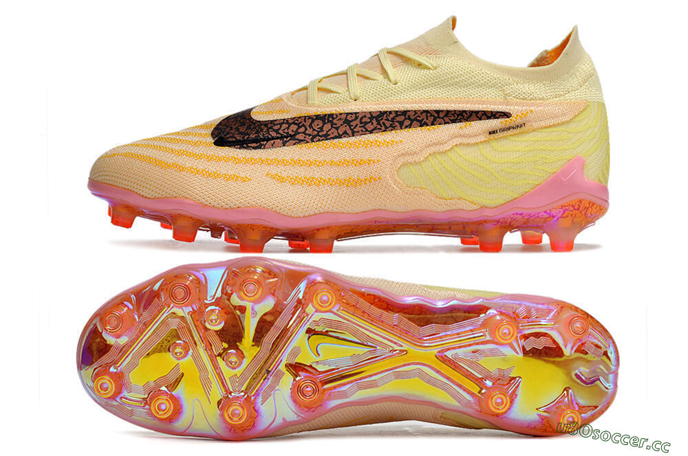 Men's Nike Phantom GX Elite AG Artificial Grass Low-Tops Football Boots - Yellow/Black/Pink 1