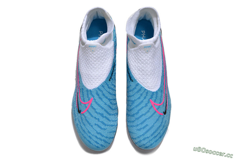 Men's Nike Phantom GX Elite DF AG Artificial Grass High-Tops Football Boots - Blue/Black/White/Pink 4