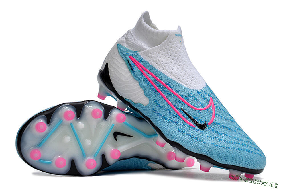Men's Nike Phantom GX Elite DF AG Artificial Grass High-Tops Football Boots - Blue/Black/White/Pink 3