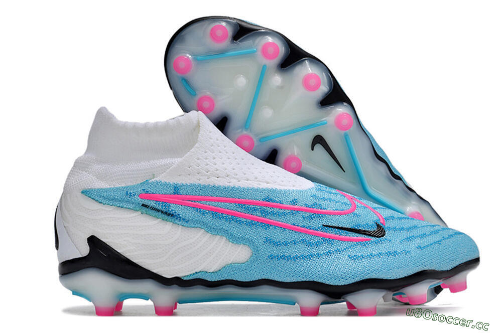 Men's Nike Phantom GX Elite DF AG Artificial Grass High-Tops Football Boots - Blue/Black/White/Pink 2
