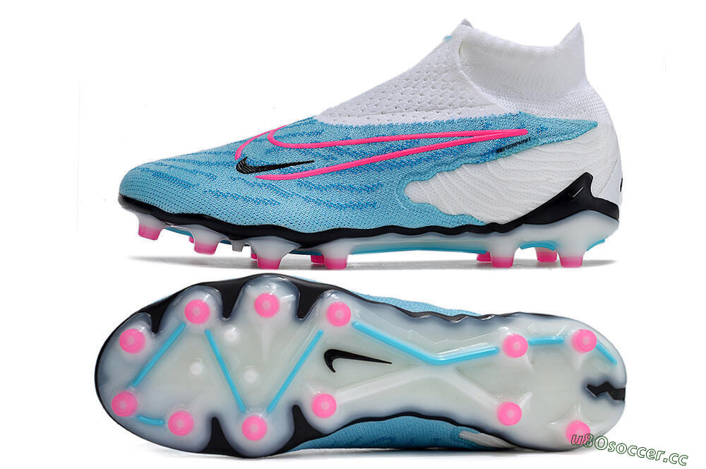 Men's Nike Phantom GX Elite DF AG Artificial Grass High-Tops Football Boots - Blue/Black/White/Pink 1