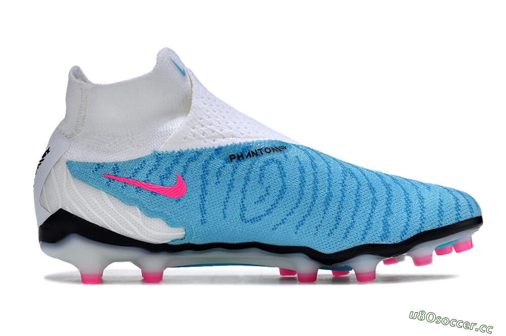 Men's Nike Phantom GX Elite DF AG Artificial Grass High-Tops Football Boots - Blue/Black/White/Pink 7