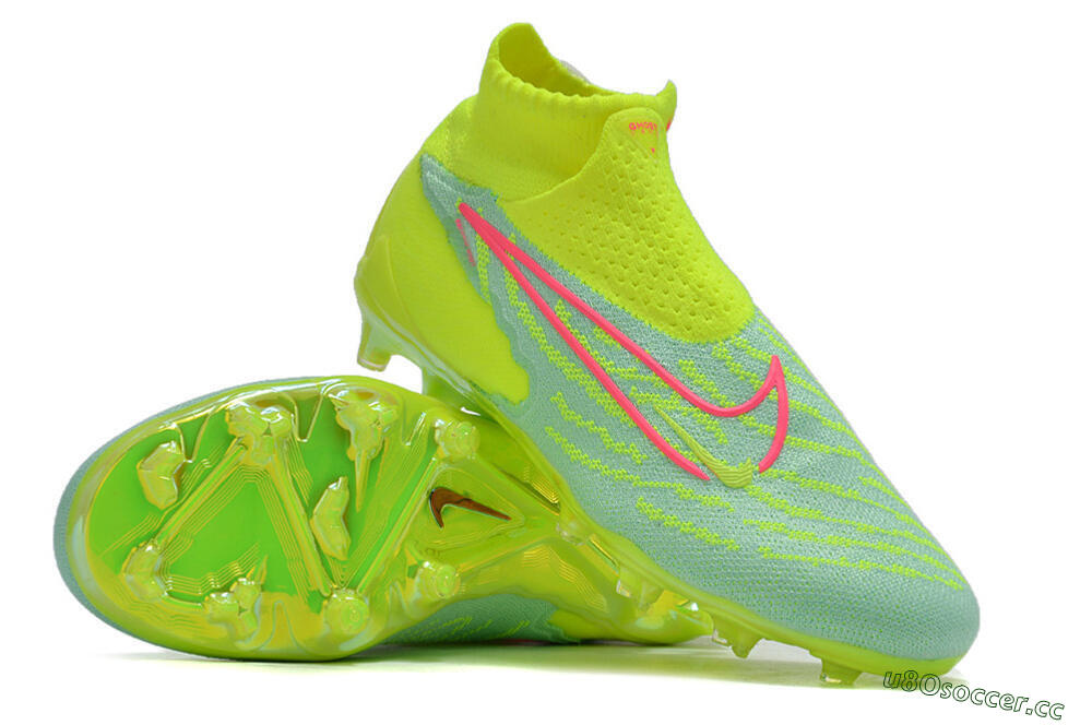 Unisex Nike Phantom GX Elite DF FG Firm Ground High-Tops Football Boots - Blue/Green/Pink 3