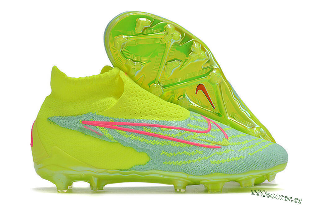 Unisex Nike Phantom GX Elite DF FG Firm Ground High-Tops Football Boots - Blue/Green/Pink 2