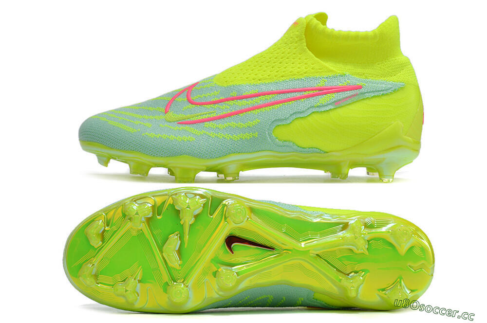 Unisex Nike Phantom GX Elite DF FG Firm Ground High-Tops Football Boots - Blue/Green/Pink 1