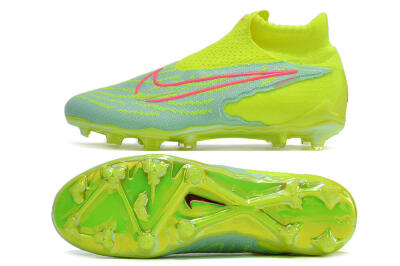 Unisex Nike Phantom GX Elite DF FG Firm Ground High-Tops Football Boots - Blue/Green/Pink