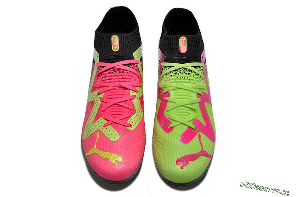 Men's Puma Future Ultimate MG Multi Ground Low-Tops Football Boots - Green/Pink/Black 7