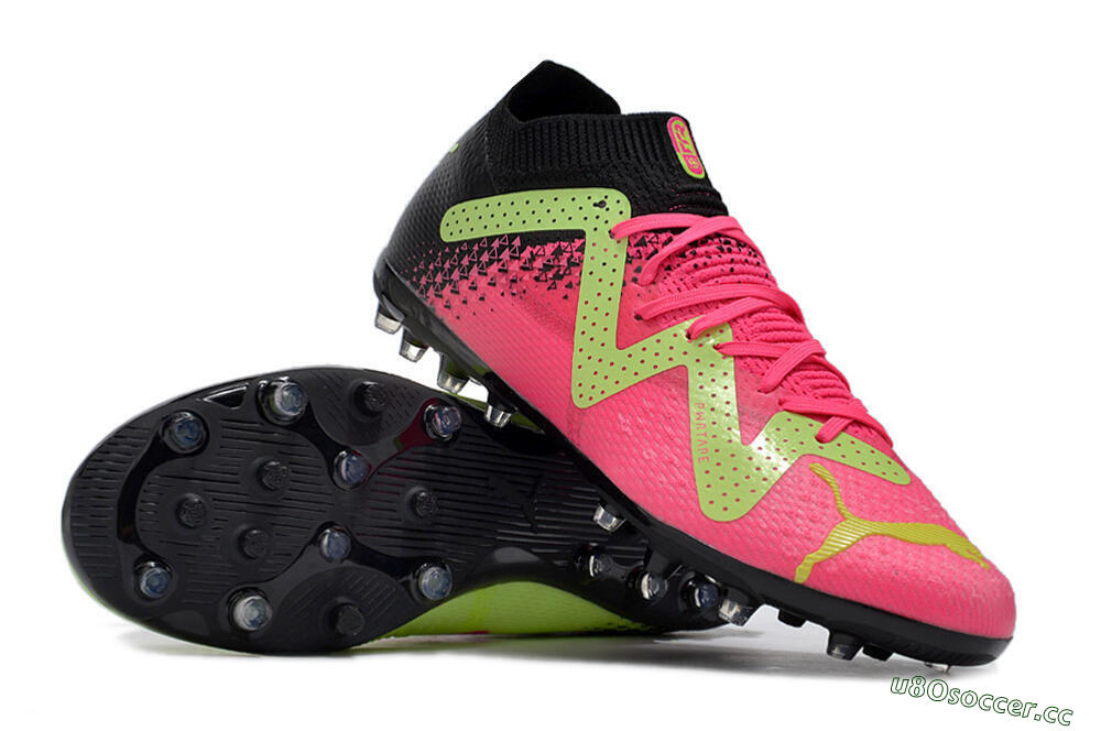Men's Puma Future Ultimate MG Multi Ground Low-Tops Football Boots - Green/Pink/Black 3