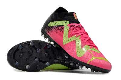 Men's Puma Future Ultimate MG Multi Ground Low-Tops Football Boots - Green/Pink/Black