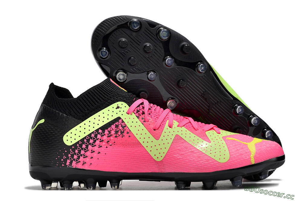 Men's Puma Future Ultimate MG Multi Ground Low-Tops Football Boots - Green/Pink/Black 2