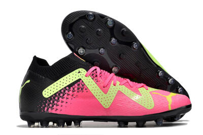 Men's Puma Future Ultimate MG Multi Ground Low-Tops Football Boots - Green/Pink/Black