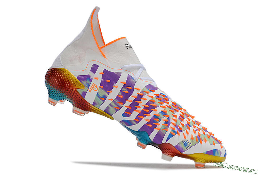 Men's Adidas Predator Freak.1 FG Firm Ground High-Tops Football Boots - White/Rainbow 4