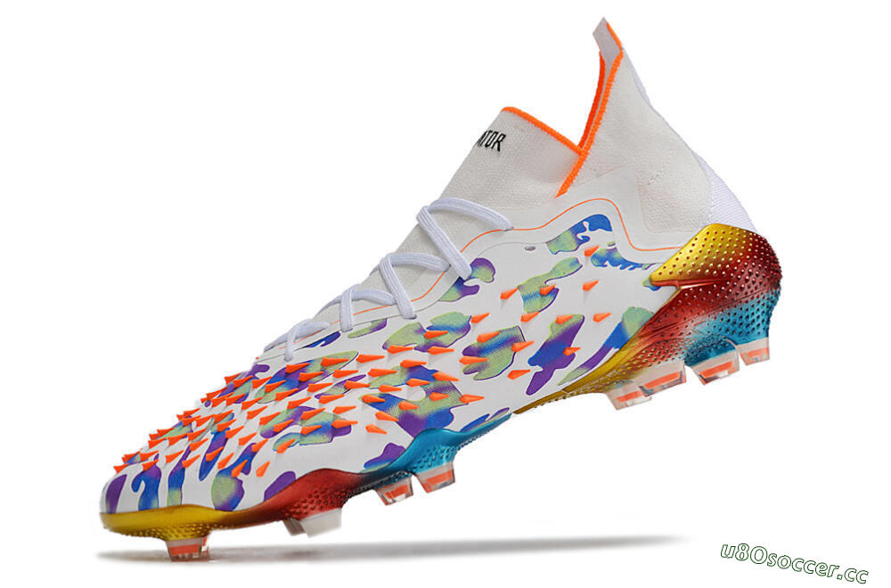 Men's Adidas Predator Freak.1 FG Firm Ground High-Tops Football Boots - White/Rainbow 5