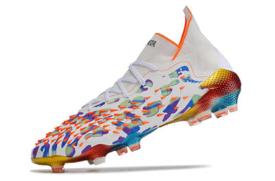 Men's Adidas Predator Freak.1 FG Firm Ground High-Tops Football Boots - White/Rainbow