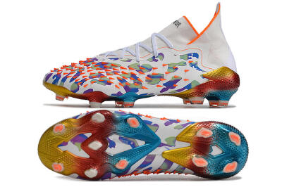 Men's Adidas Predator Freak.1 FG Firm Ground High-Tops Football Boots - White/Rainbow