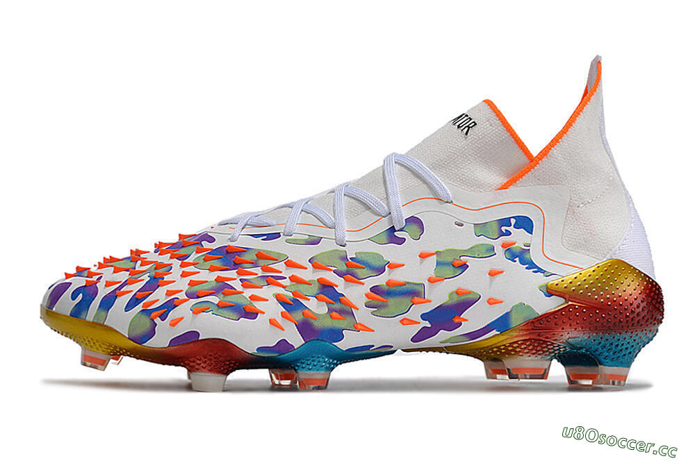 Men's Adidas Predator Freak.1 FG Firm Ground High-Tops Football Boots - White/Rainbow 0