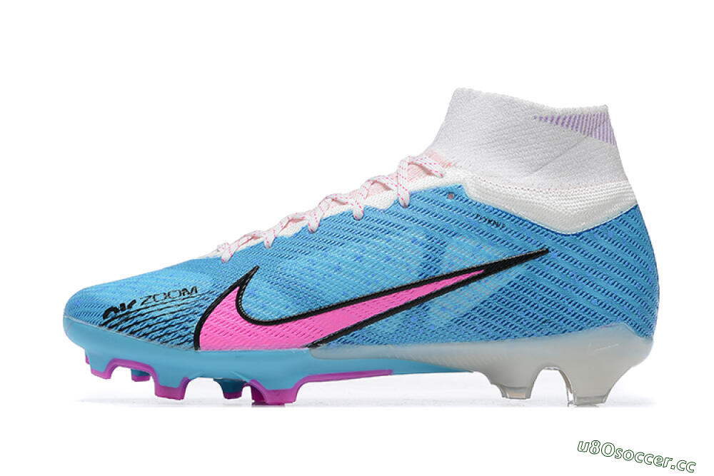 Men's Nike Air Zoom Mercurial Superfly 9 Elite FG Firm Ground High-Tops Football Boots - Blue/Pink/White 0