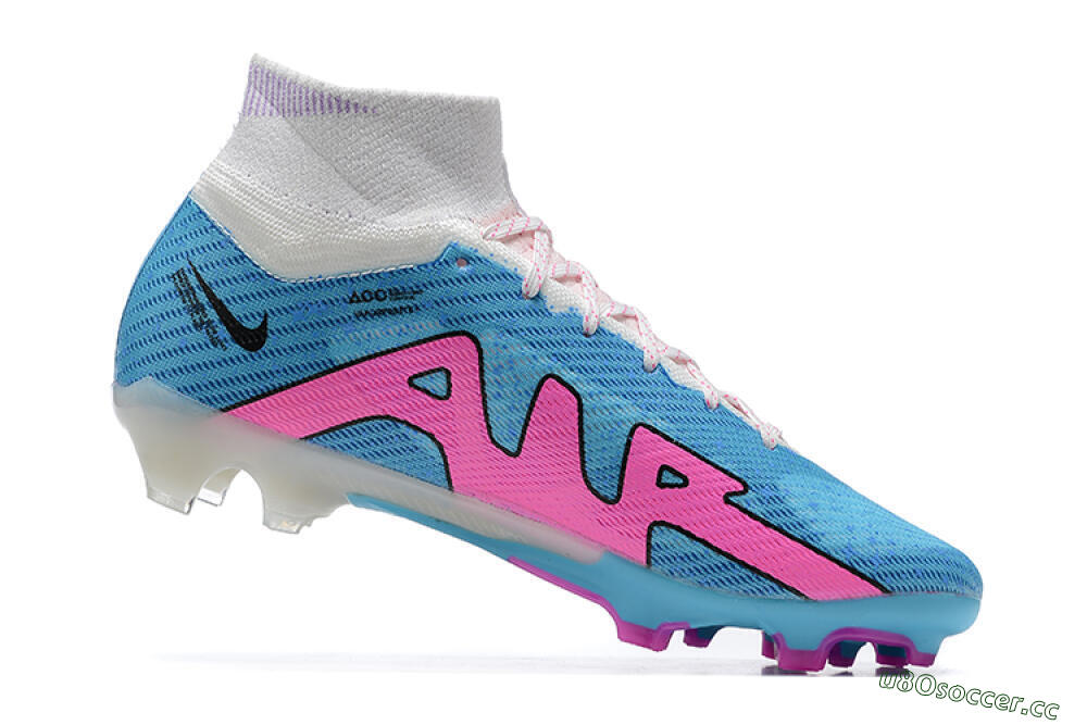 Men's Nike Air Zoom Mercurial Superfly 9 Elite FG Firm Ground High-Tops Football Boots - Blue/Pink/White 6
