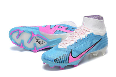 Men's Nike Air Zoom Mercurial Superfly 9 Elite FG Firm Ground High-Tops Football Boots - Blue/Pink/White
