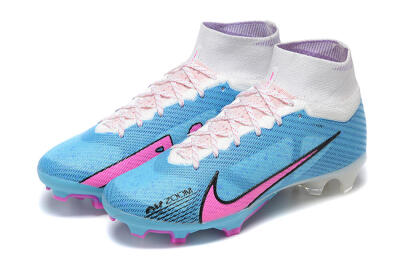 Men's Nike Air Zoom Mercurial Superfly 9 Elite FG Firm Ground High-Tops Football Boots - Blue/Pink/White