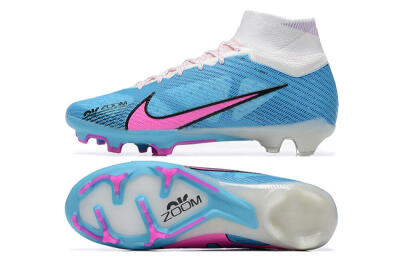 Men's Nike Air Zoom Mercurial Superfly 9 Elite FG Firm Ground High-Tops Football Boots - Blue/Pink/White