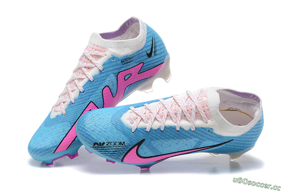 Men's Nike Air Zoom Mercurial Vapor 15 Elite FG Firm Ground Low-Tops Football Boots - Blue/Pink/White 5