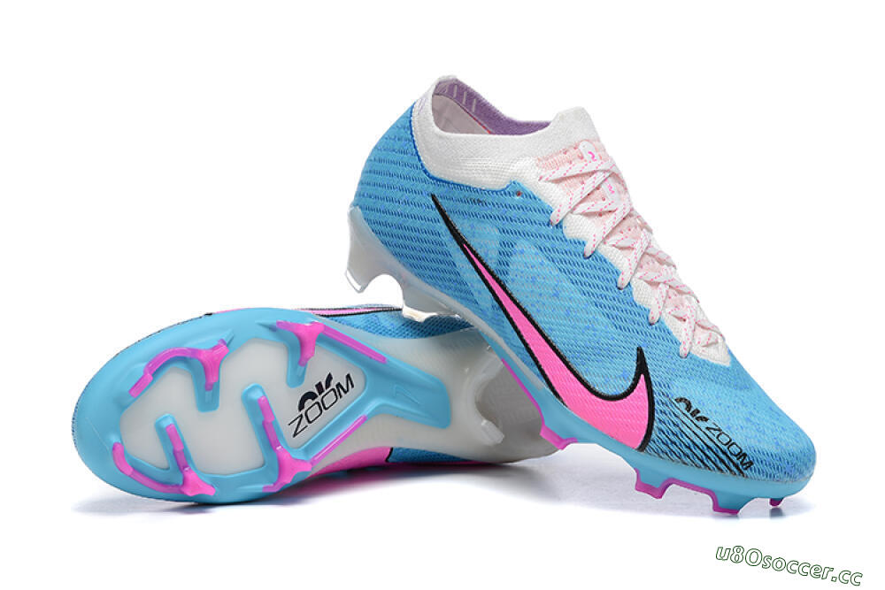 Men's Nike Air Zoom Mercurial Vapor 15 Elite FG Firm Ground Low-Tops Football Boots - Blue/Pink/White 4