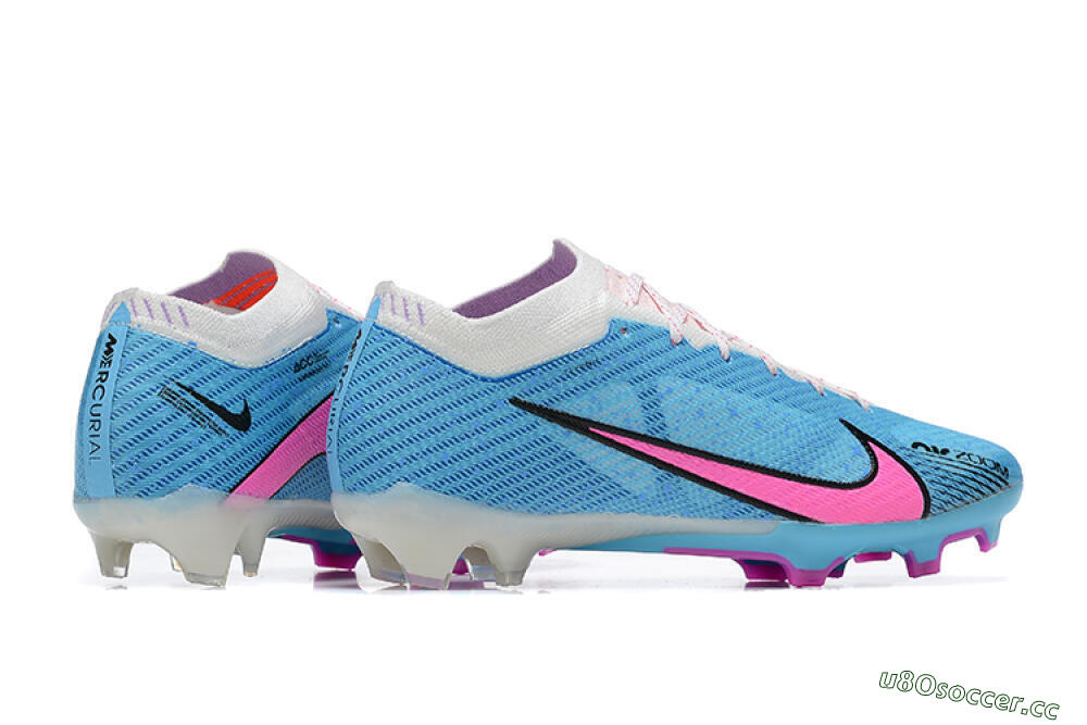 Men's Nike Air Zoom Mercurial Vapor 15 Elite FG Firm Ground Low-Tops Football Boots - Blue/Pink/White 8