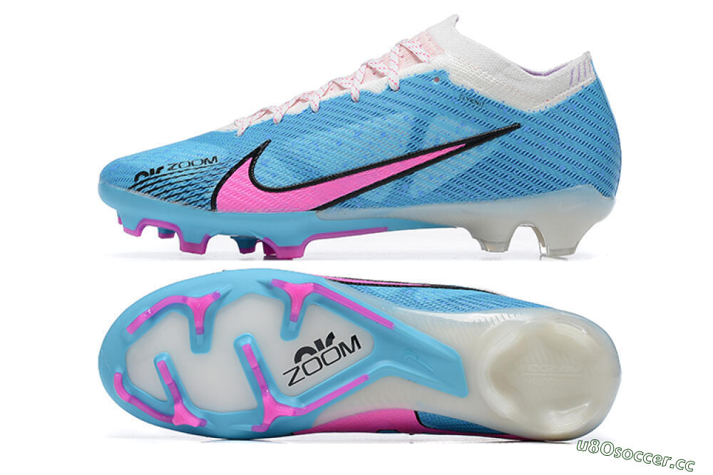 Men's Nike Air Zoom Mercurial Vapor 15 Elite FG Firm Ground Low-Tops Football Boots - Blue/Pink/White 1