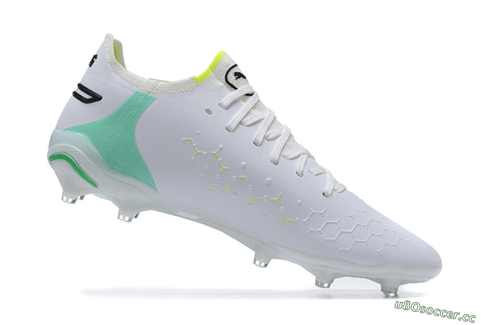 Men's Puma King Ultimate Icon MG Multi Ground Low-Tops Football Boots - White/Yellow/Black 6