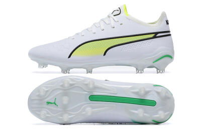 Men's Puma King Ultimate Icon MG Multi Ground Low-Tops Football Boots - White/Yellow/Black