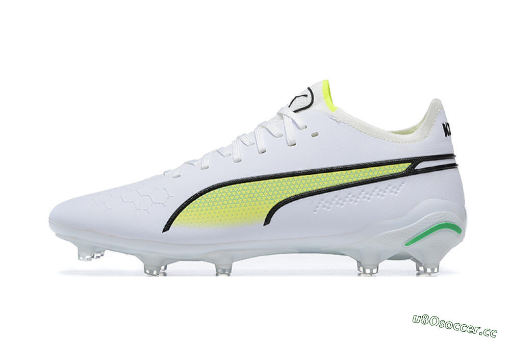 Men's Puma King Ultimate Icon MG Multi Ground Low-Tops Football Boots - White/Yellow/Black 0