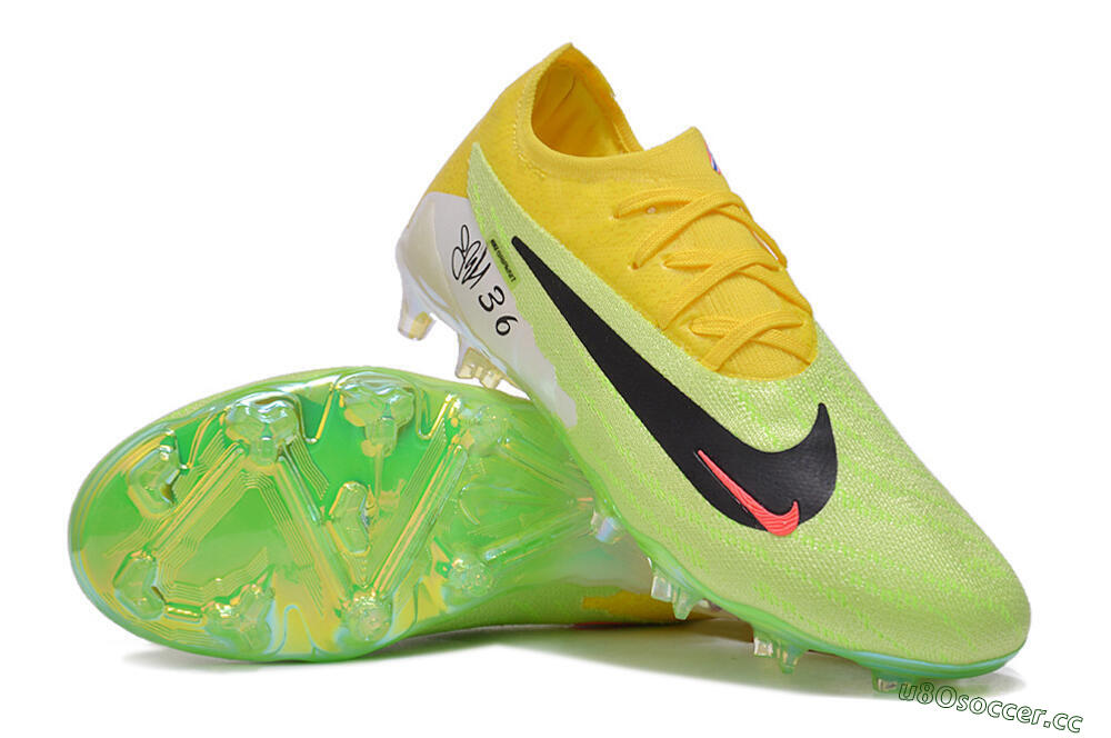 Men's Nike Phantom GX Elite FG Firm Ground Low-Tops Football Boots - Green/Black/Yellow 3