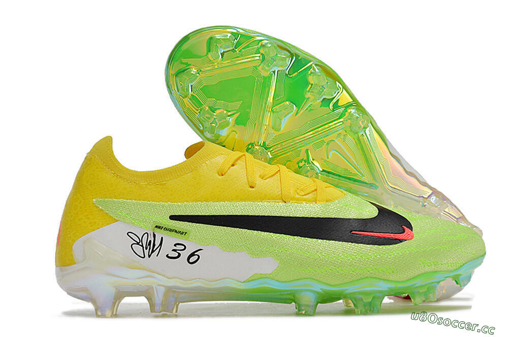 Men's Nike Phantom GX Elite FG Firm Ground Low-Tops Football Boots - Green/Black/Yellow 2
