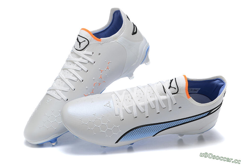 Men's Puma King Ultimate Icon MG Multi Ground Low-Tops Football Boots - White/Blue 5