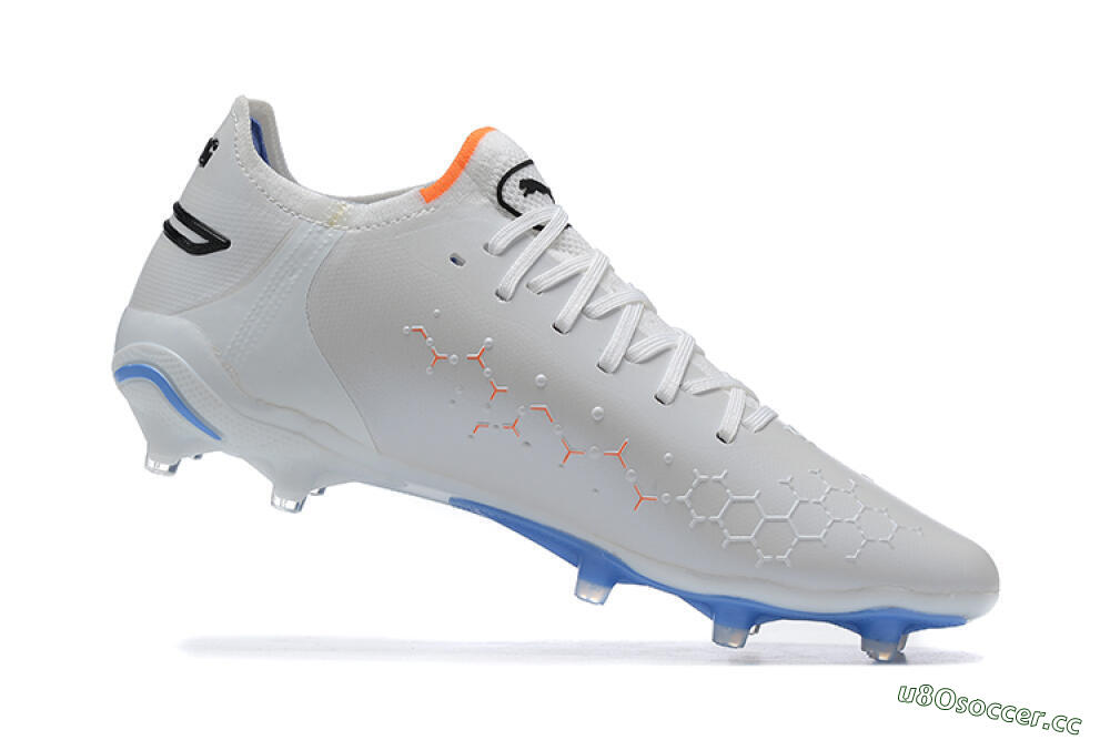 Men's Puma King Ultimate Icon MG Multi Ground Low-Tops Football Boots - White/Blue 6