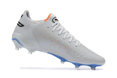 Men's Puma King Ultimate Icon MG Multi Ground Low-Tops Football Boots - White/Blue