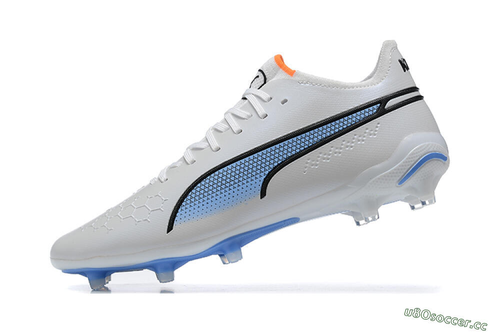 Men's Puma King Ultimate Icon MG Multi Ground Low-Tops Football Boots - White/Blue 7