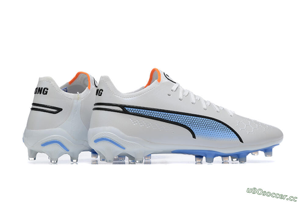 Men's Puma King Ultimate Icon MG Multi Ground Low-Tops Football Boots - White/Blue 8