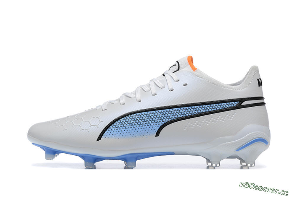 Men's Puma King Ultimate Icon MG Multi Ground Low-Tops Football Boots - White/Blue 0