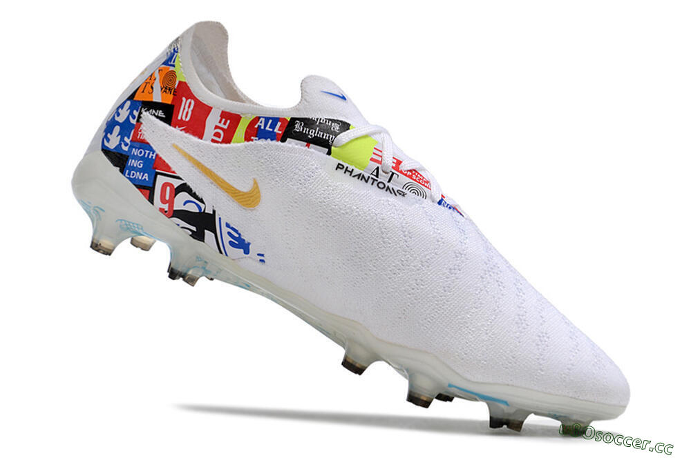 Men's Harry Kane X Nike Phantom GX Elite FG Firm Ground Low-Tops Football Boots - White/Rainbow 4