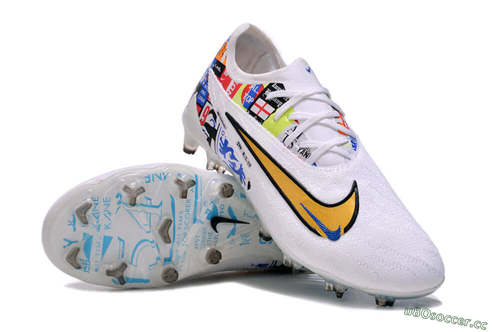 Men's Harry Kane X Nike Phantom GX Elite FG Firm Ground Low-Tops Football Boots - White/Rainbow 3