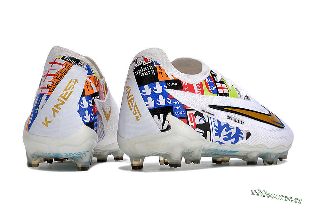 Men's Harry Kane X Nike Phantom GX Elite FG Firm Ground Low-Tops Football Boots - White/Rainbow 6