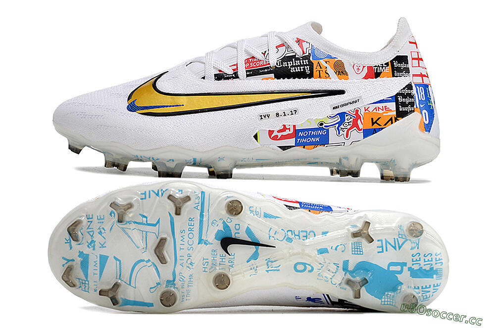 Men's Harry Kane X Nike Phantom GX Elite FG Firm Ground Low-Tops Football Boots - White/Rainbow 1