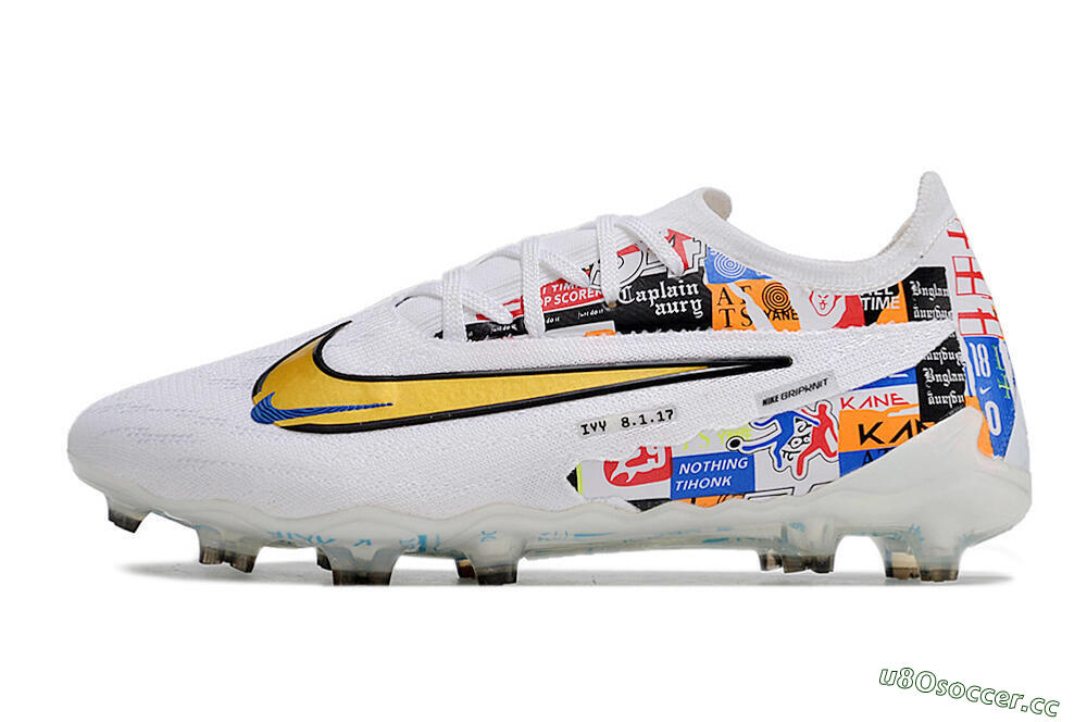 Men's Harry Kane X Nike Phantom GX Elite FG Firm Ground Low-Tops Football Boots - White/Rainbow 0