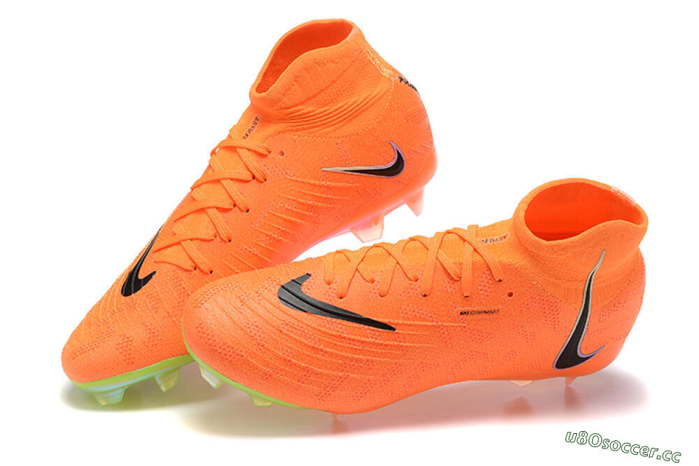 Men's Nike Phantom Luna Elite FG Firm Ground High-Tops Football Boots - Orange/Black/Green 5