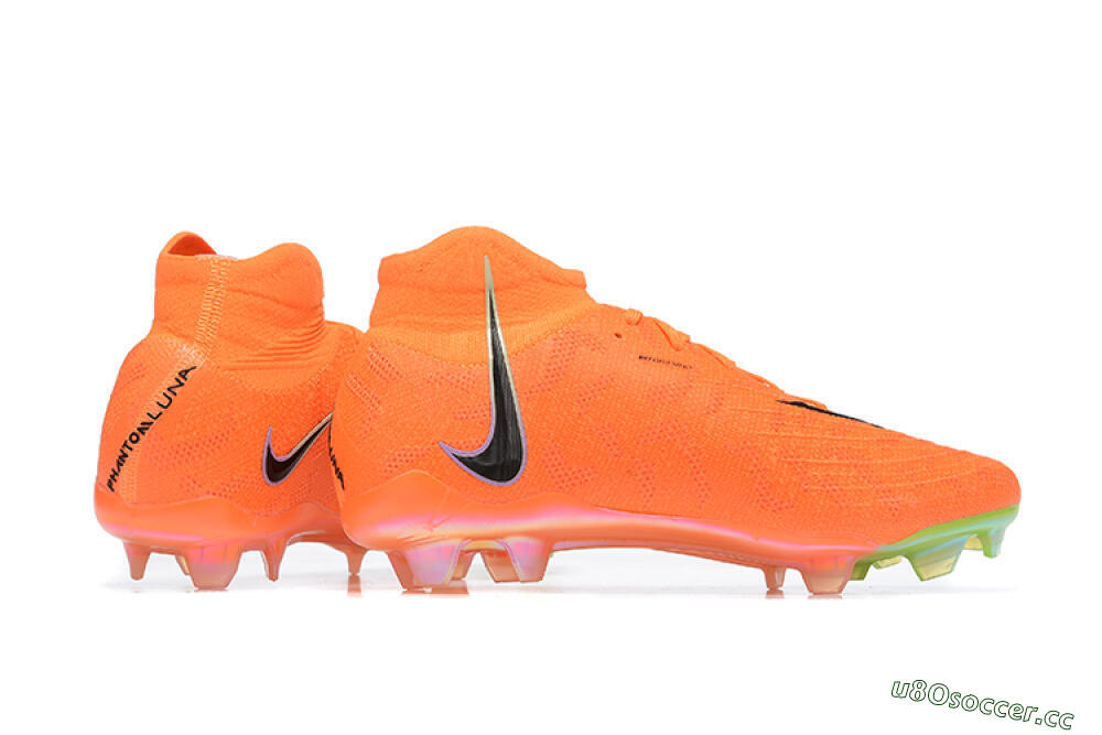 Men's Nike Phantom Luna Elite FG Firm Ground High-Tops Football Boots - Orange/Black/Green 8