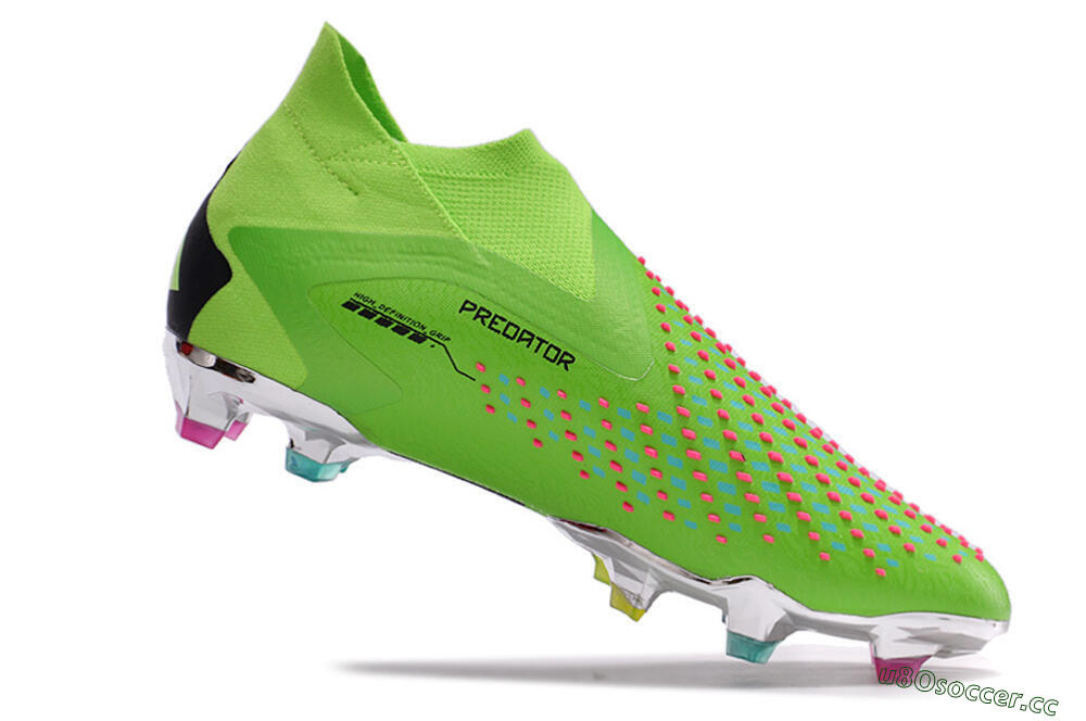 Men's Adidas Predator Accuracy+ FG Firm Ground High-Tops Football Boots - Green/Blue/Black 4
