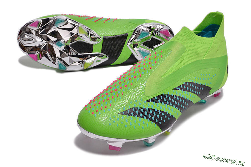 Men's Adidas Predator Accuracy+ FG Firm Ground High-Tops Football Boots - Green/Blue/Black 3
