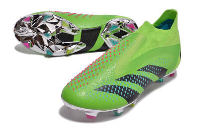 Men's Adidas Predator Accuracy+ FG Firm Ground High-Tops Football Boots - Green/Blue/Black